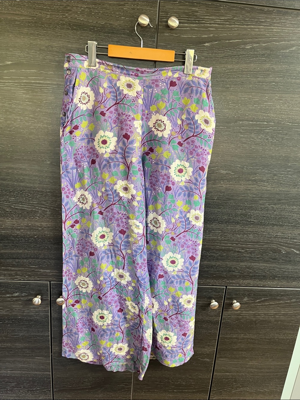 Gudrun Sjoden Swedish Designer Linen Mix Floral Pants Med